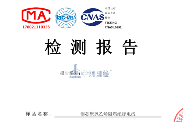 銅芯聚氯乙烯阻燃絕緣電線阻燃性能檢測報告