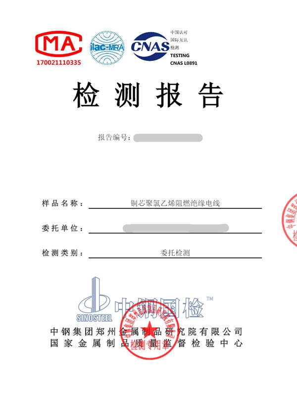 銅芯聚氯乙烯阻燃絕緣電線阻燃性能檢測報(bào)告